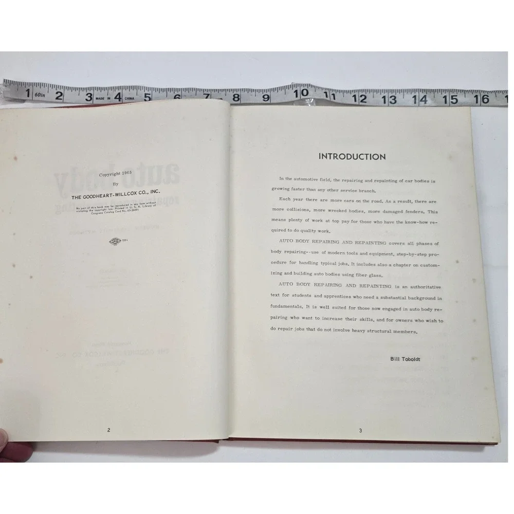 VTG 1965 Auto Body Repairing and Repainting Book Bill Toboldt Hardcover USA Made